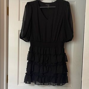 1. State Black Tiered Mini Dress